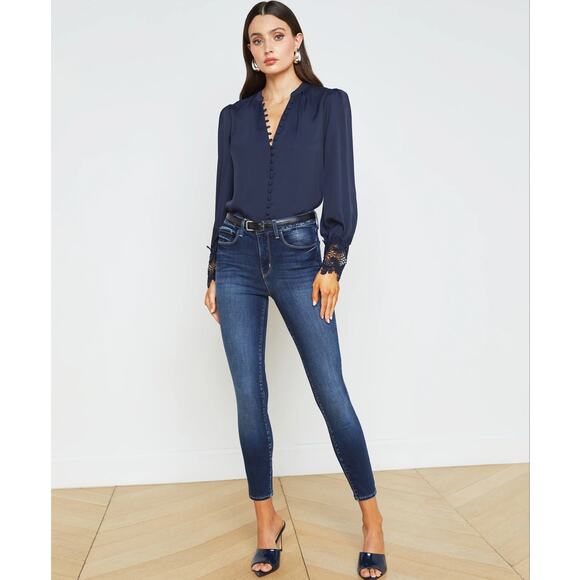 L'Agence Margot High Rise Cropped Skinny Jean Size 26 New Vintage Medium Wash - Picture 1 of 8